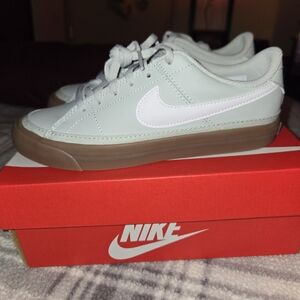 Mint Green And Brown Nike Court Legacy Size 3.5 youth Size 5 Woman
